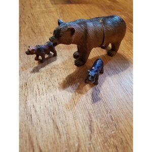 Mama Bear & 2 Baby Bears Toy Figurines Lot Brown‎ Animal Models GUC